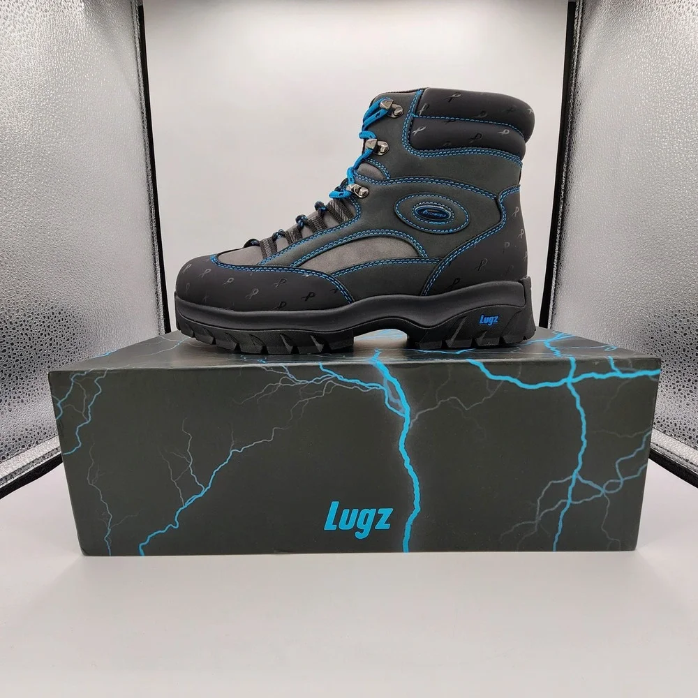 Lugz x Psychworld Ridgeline Chukka Boots Mens 10 Black & Blue Lace Up NEW in Box